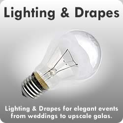 Lighting & Drapes: Lighting & Drapes for elegant events from weddings to upscale galas.